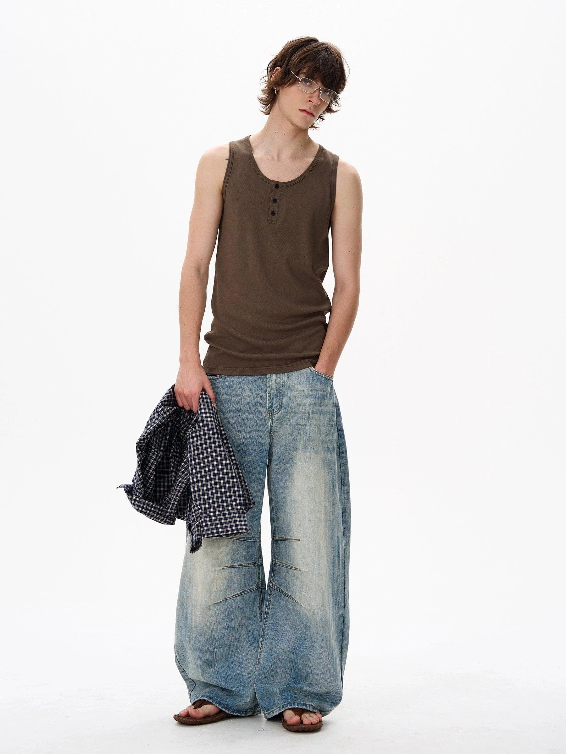 RT No. 18136 BLUE DENIM STRAIGHT JEANS Product Image
