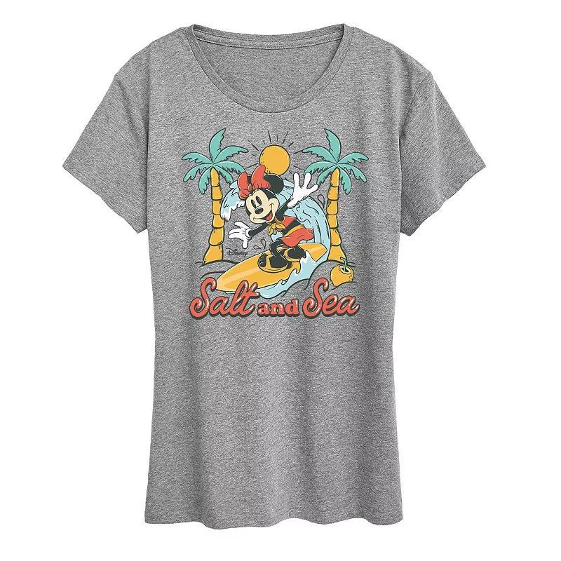 Disneys Minnie Mouse Womens Salt and Sea Graphic Tee Grey Gray Product Image