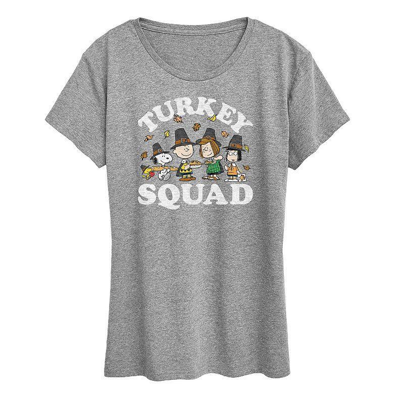 Women's Peanuts Turkey Squad Graphic Tee, Girl's, Size: Small, Grey Gray Product Image