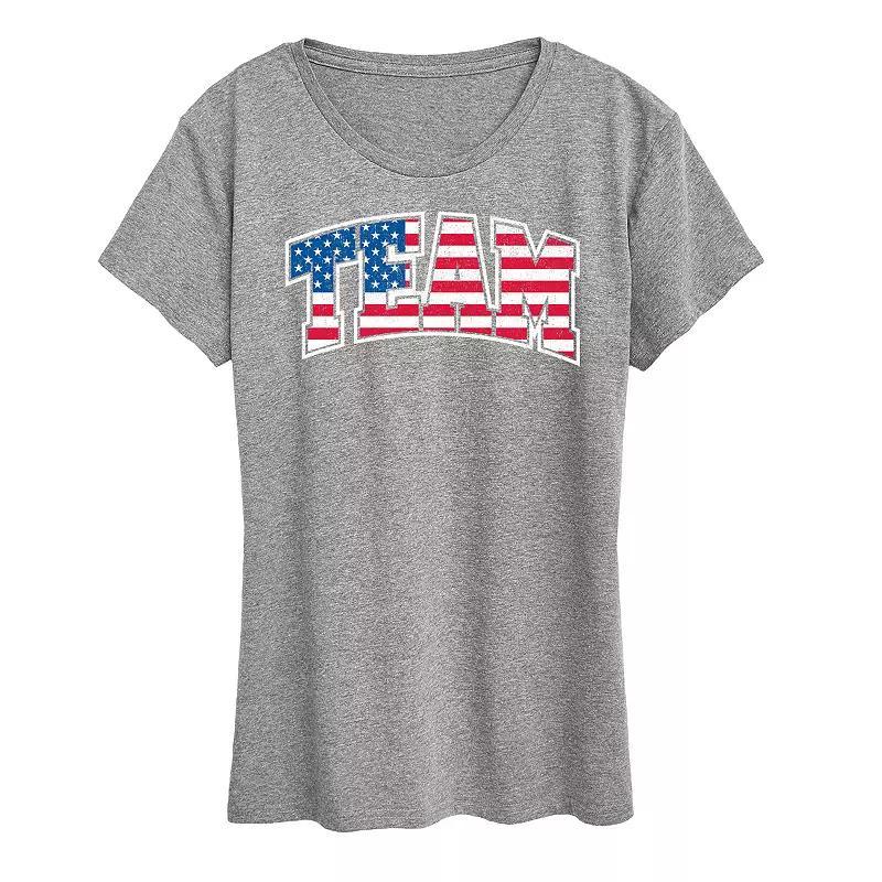 Women's Team USA Graphic Tee, Size: Large, Grey Royal Blue Product Image