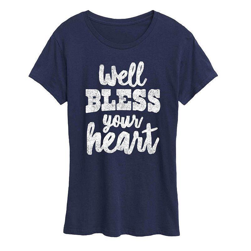 Womens Well Bless Your Heart Graphic Tee, Girls Heather Grey Product Image