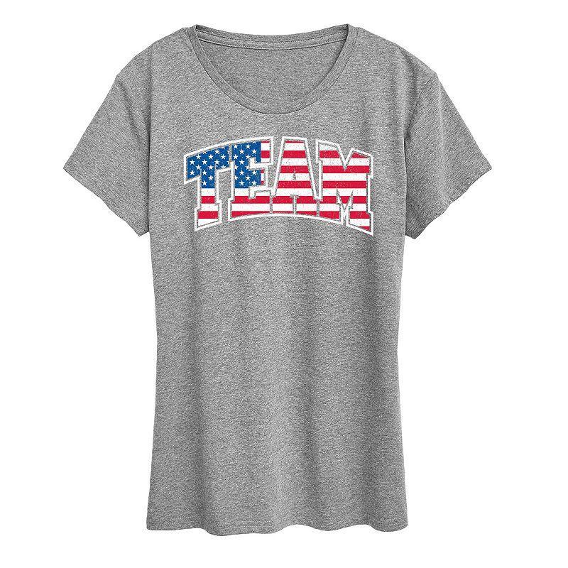 Women's Team USA Graphic Tee, Size: Large, Grey Royal Blue Product Image