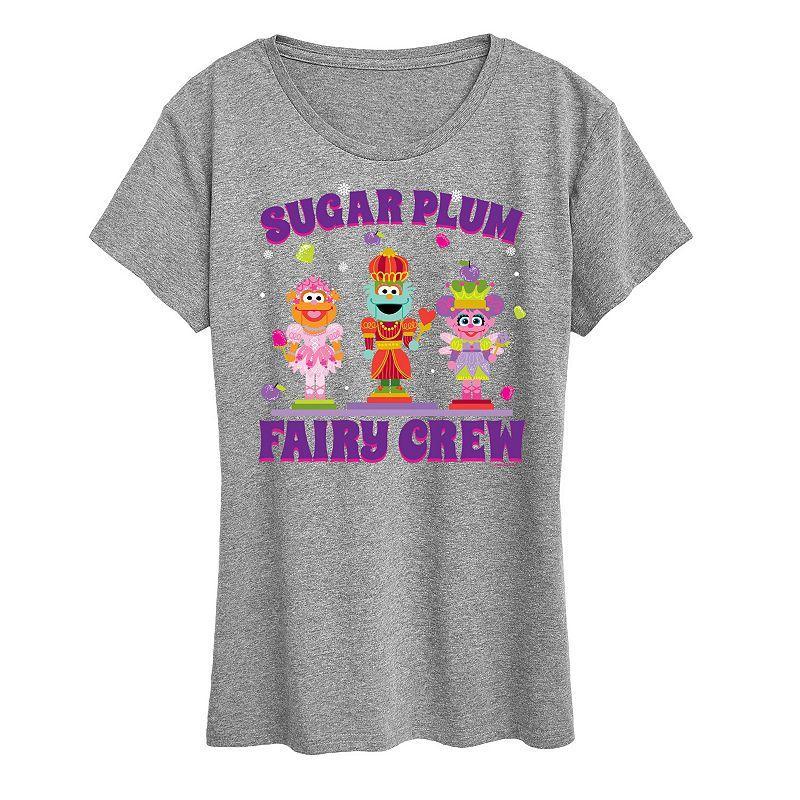 Womens Sesame Street Sugar Plum Crew Graphic Tee, Girls Grey Gray Product Image