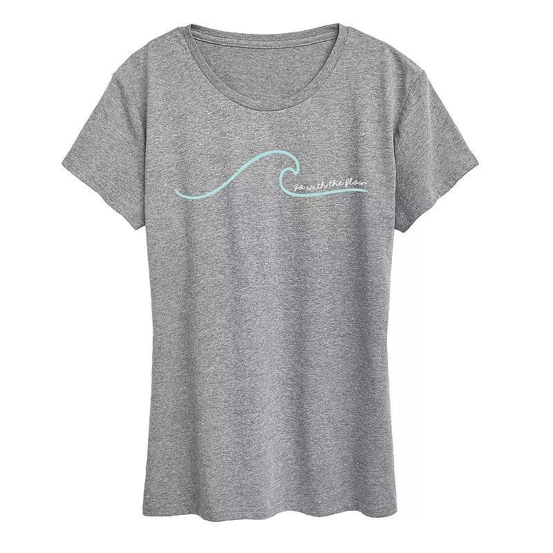 Womens Go With The Flow Wave Graphic Tee Grey Gray Product Image