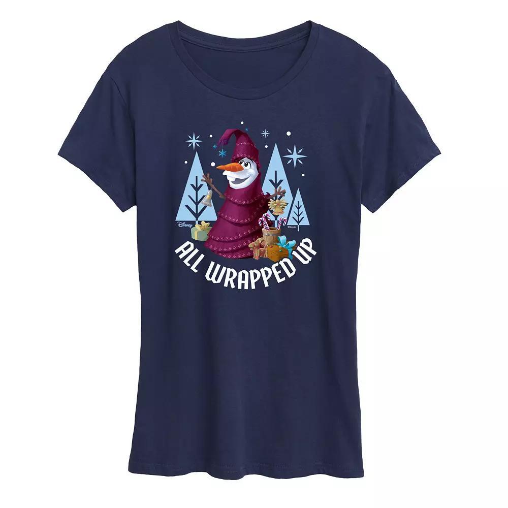 Disneys Frozen 2 Womens All Wrapped Up Graphic Tee, Girls Blue Product Image