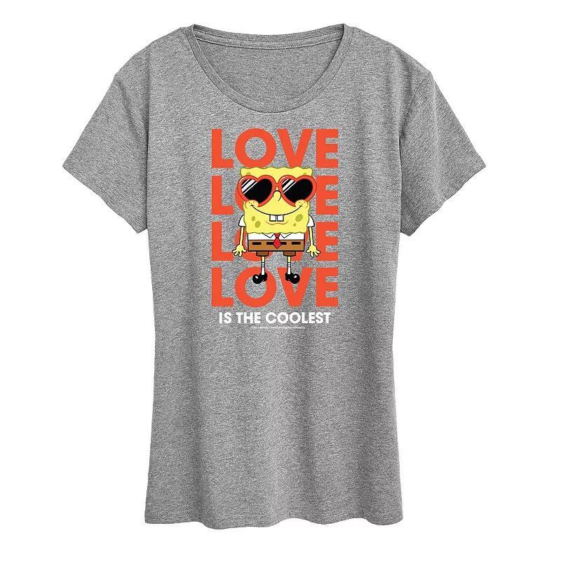 Womens Spongebob Squarepants Love The Coolest Graphic Tee Grey Gray Product Image