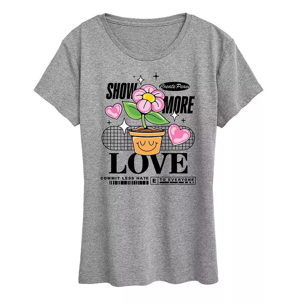 Womens Show More Love Graphic Tee, Girls Grey Gray Product Image