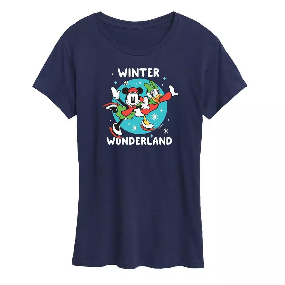 Disneys Mickey Mouse Womens Winter Wonderland Graphic Tee, Girls Heather Grey Product Image