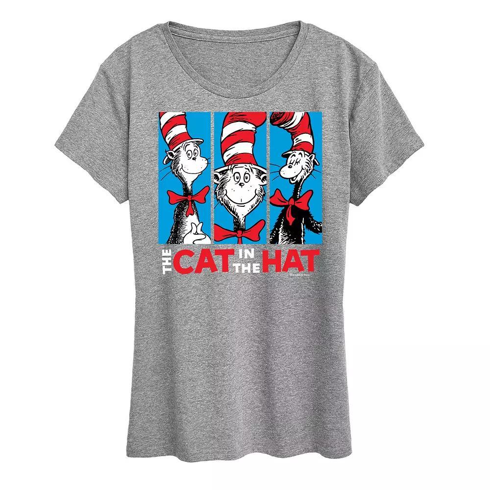 Womens Dr. Seuss Cat In The Hat Graphic Tee Grey Gray Product Image