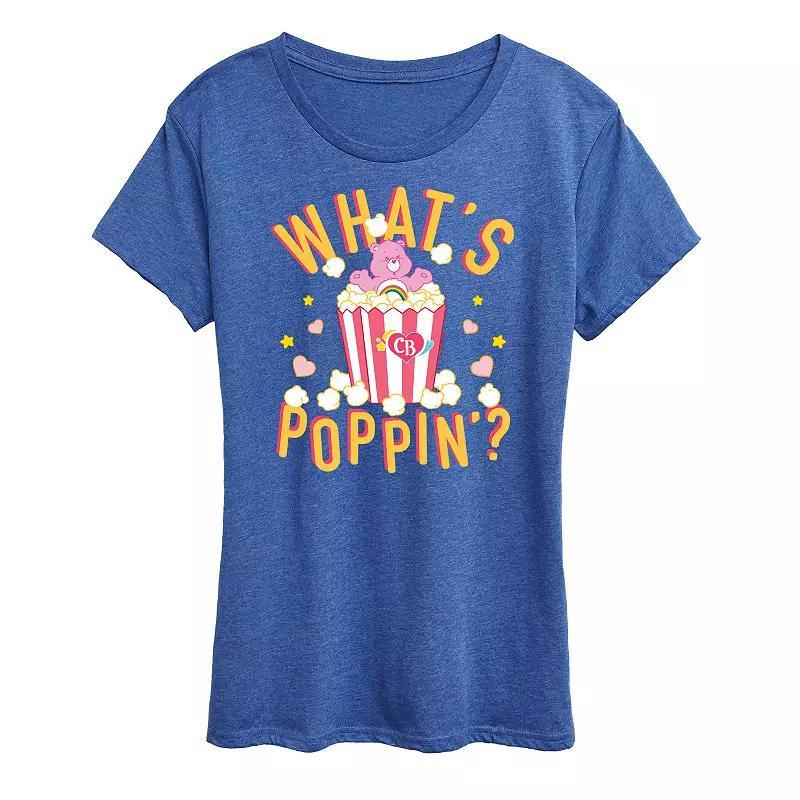 Womens Care Bears Whats Poppin Graphic Tee Grey Royal Blue Product Image
