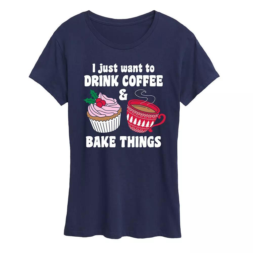 Women's Drink Coffee Bake Things Graphic Tee, Girl's, Size: Large, Blue Product Image