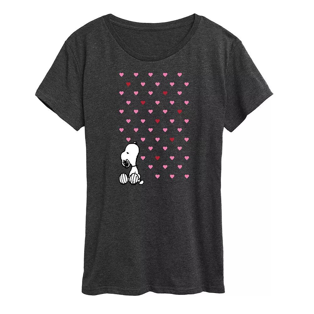 Women's Peanuts Valentine Snoopy Hearts Graphic Tee, Size: XXL, Heather Grey Product Image