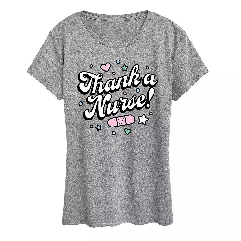 Womens Thank A Nurse Graphic Tee Grey Gray Product Image