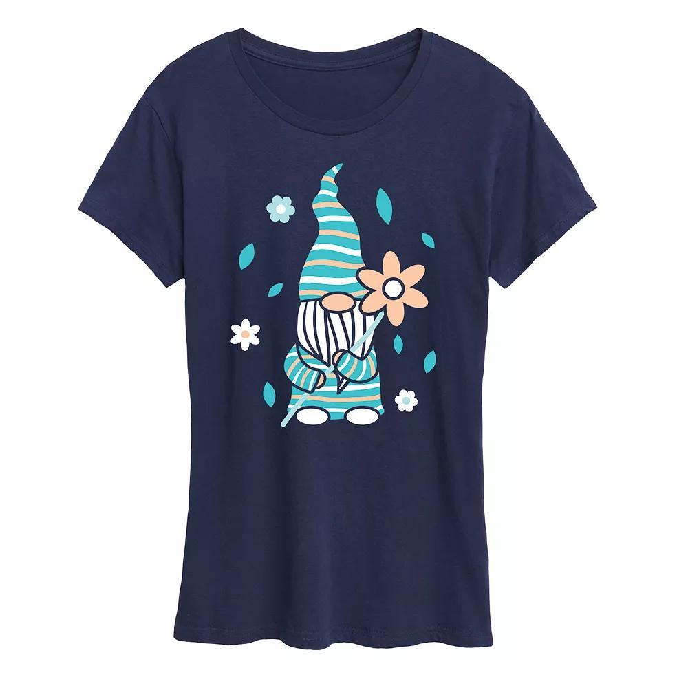 Womens Scandinavian Garden Gnome Graphic Tee Blue Product Image