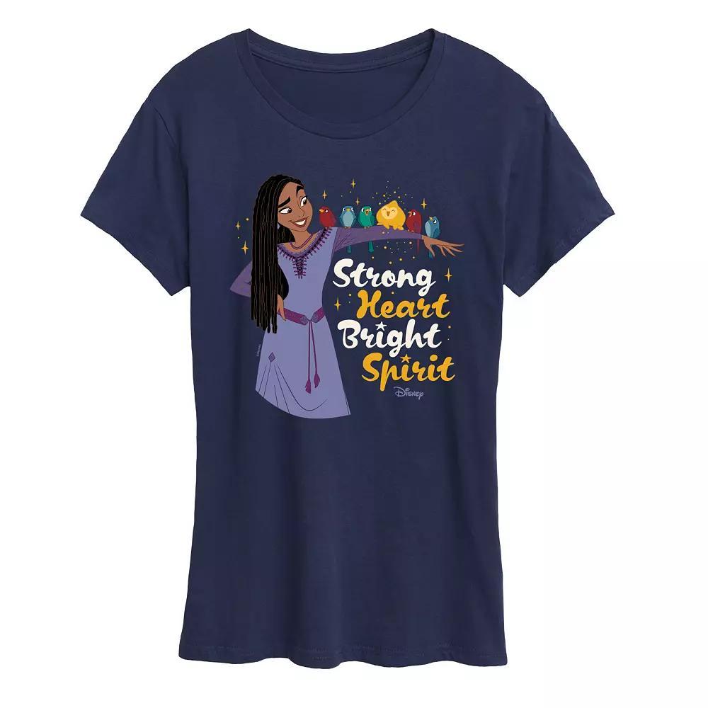 Disneys Wish Asha and Star Womens Strong Heart Graphic Tee, Girls Heather Grey Product Image