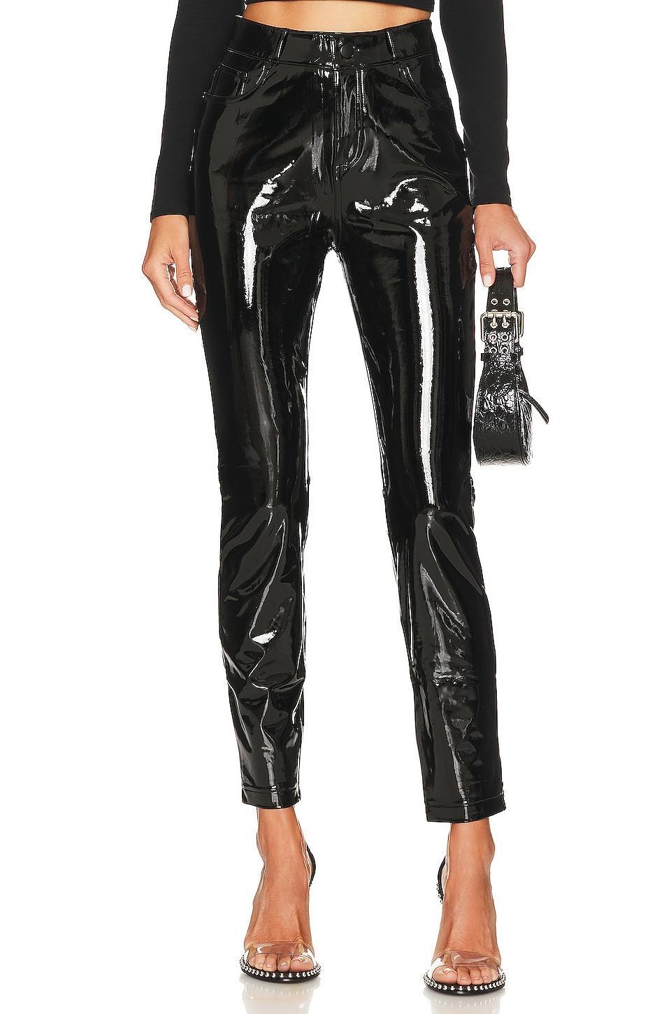 Womens Mid-Rise Faux Patent Leather Skinny Ankle Pants Product Image