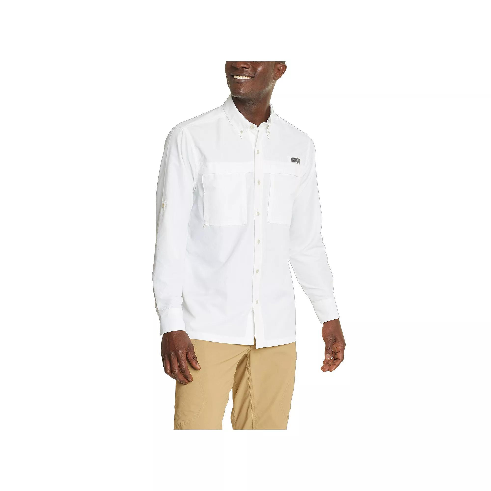 Big & Tall Eddie Bauer Ripstop Guide Long Sleeve Button Down Shirt, Men's, Size: XL Tall, White Product Image