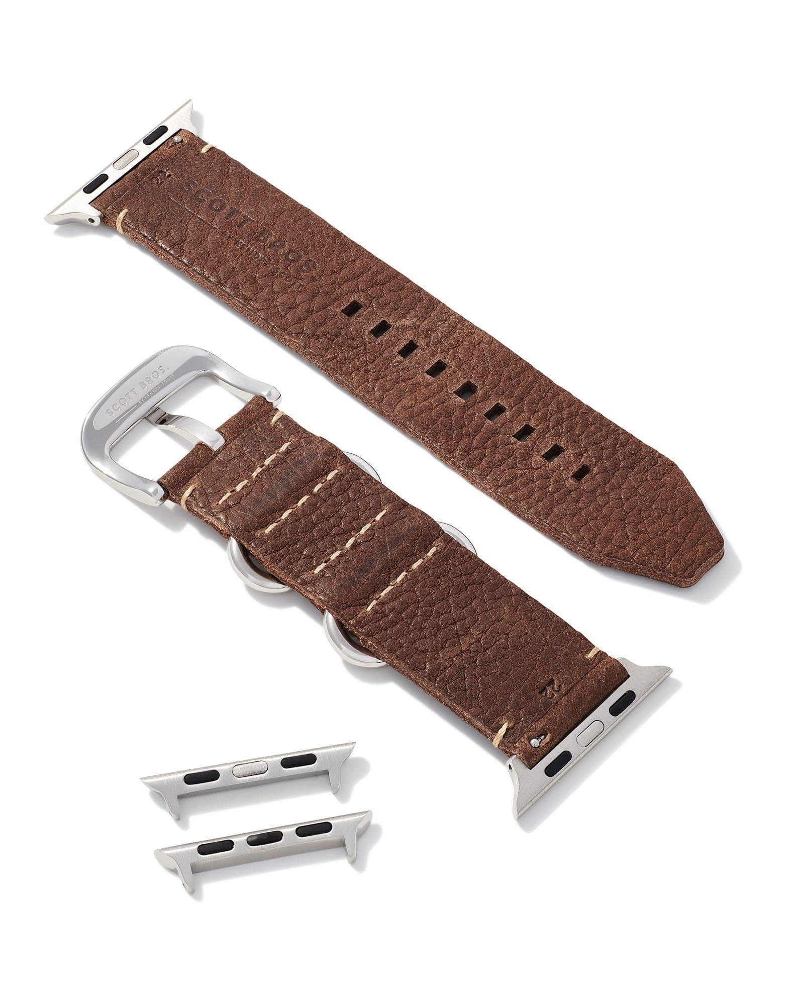 Grey Leather Watch Band in Black Product Image