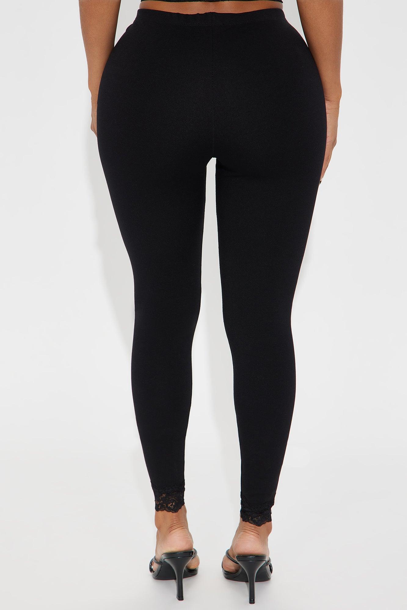 Trina Lace Trim Legging - Black Product Image