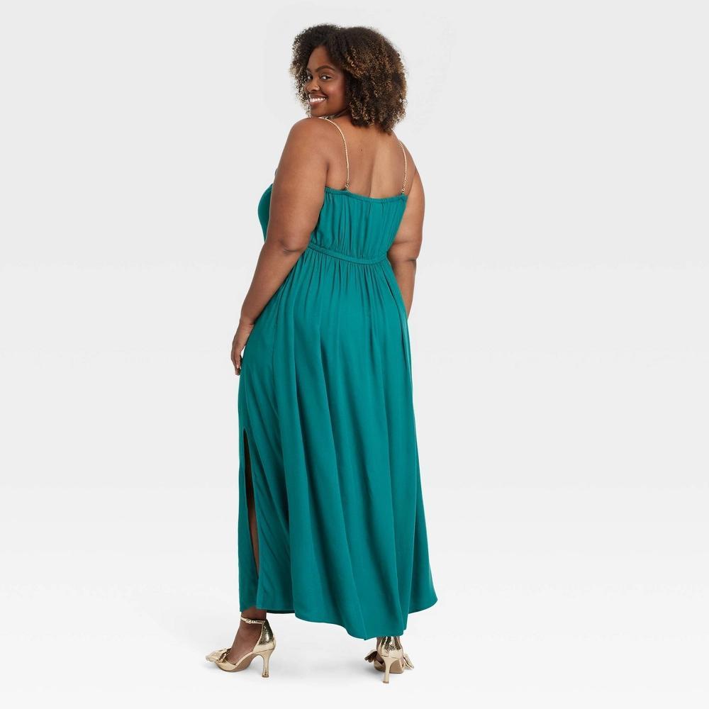 Womens Slit Maxi Dress - Ava & Viv Teal 1X Product Image