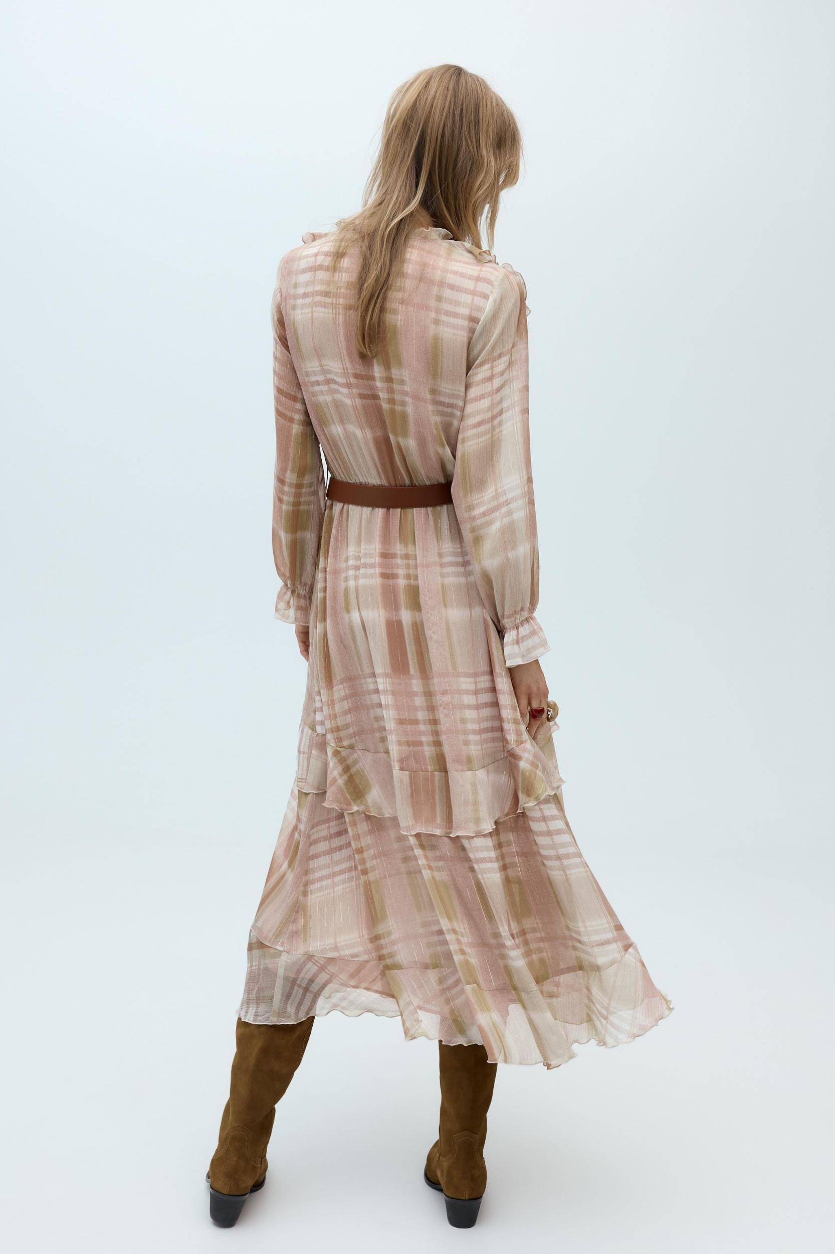 RUFFLED BELT MIDI DRESS Product Image