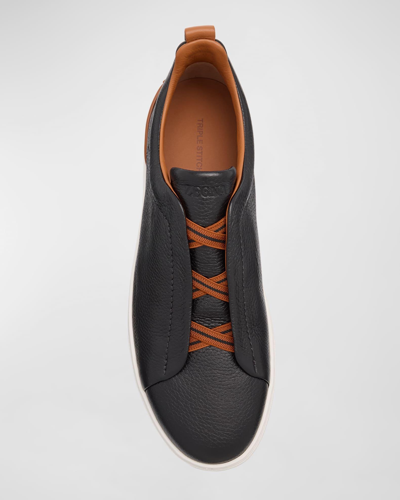 Men's Triple Stitch Deerskin Leather Sneakers Product Image