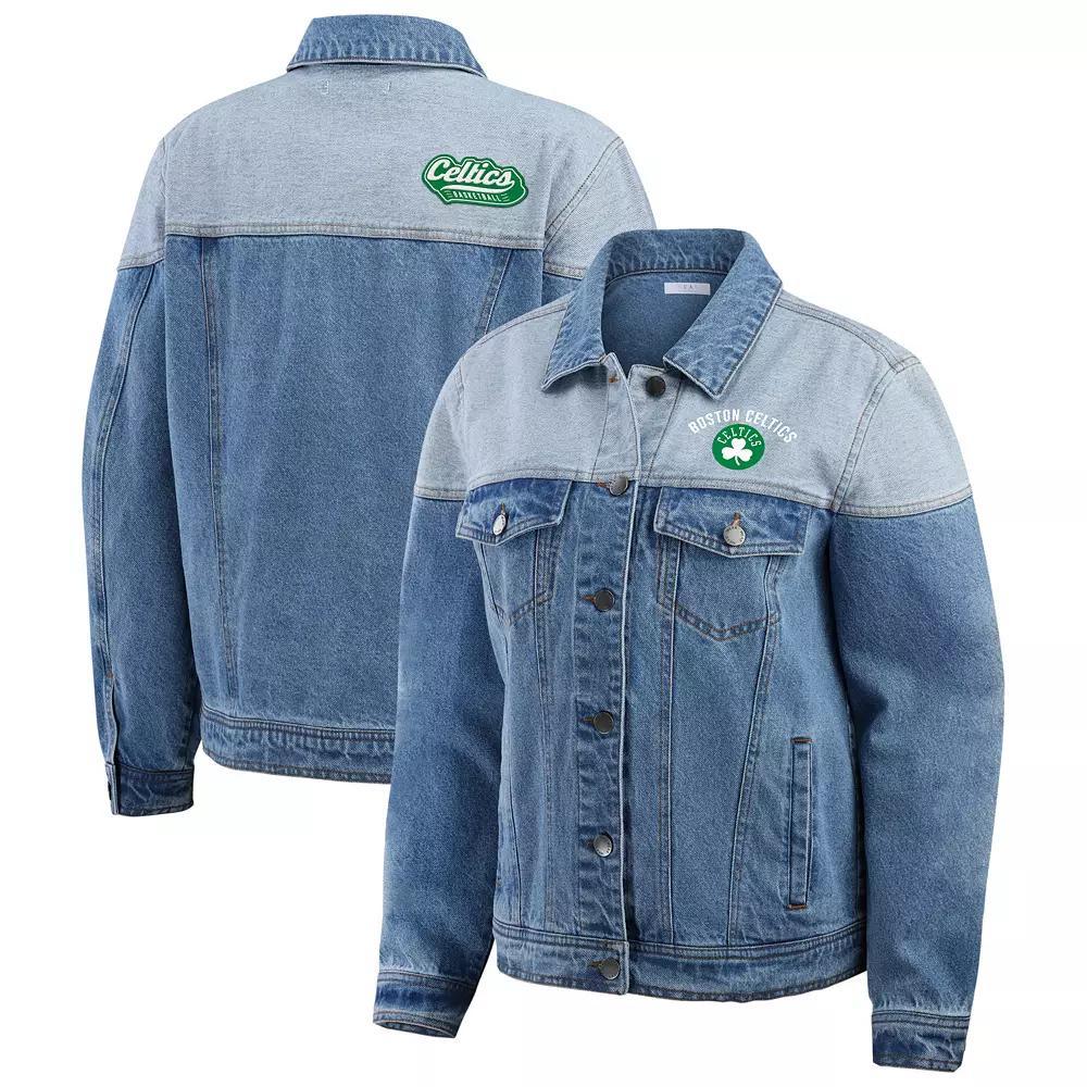 Women's WEAR by Erin Andrews Blue New York Knicks Full-Button Denim Jacket, Size: Medium Product Image