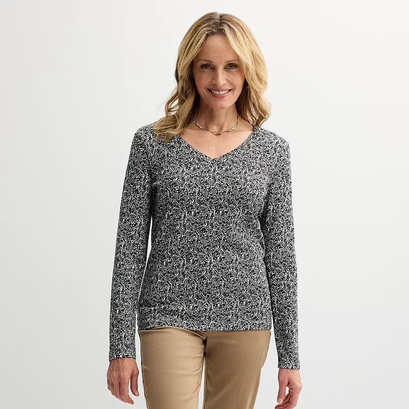 Women's Croft & Barrow® Essential Long Sleeve V-Neck Tee, Size: Medium, Red Medallion Product Image