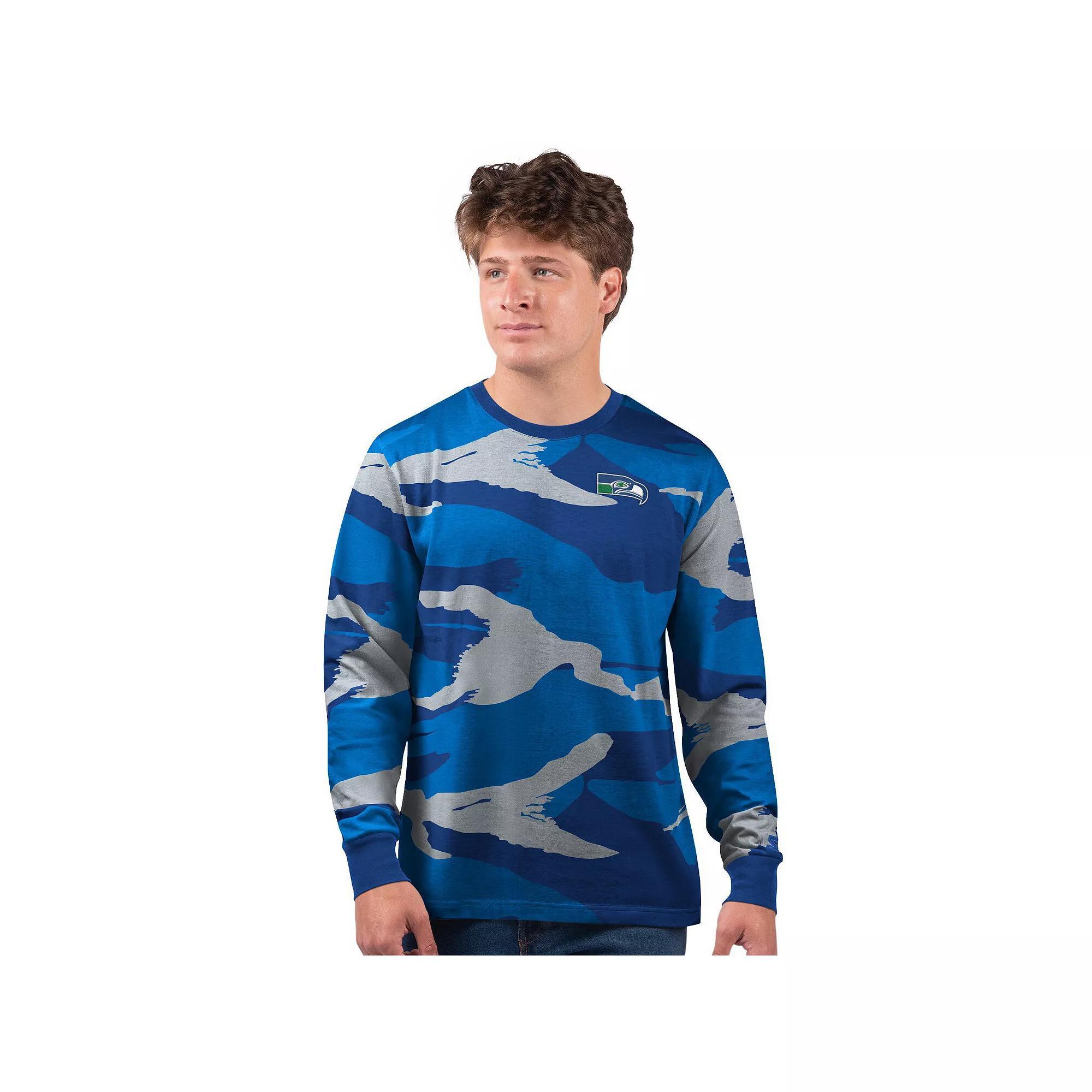 Men's Starter Royal/Gray Seattle Seahawks Thursday Night Gridiron Vintage Logo Long Sleeve T-Shirt, Size: 4XL, Blue Product Image