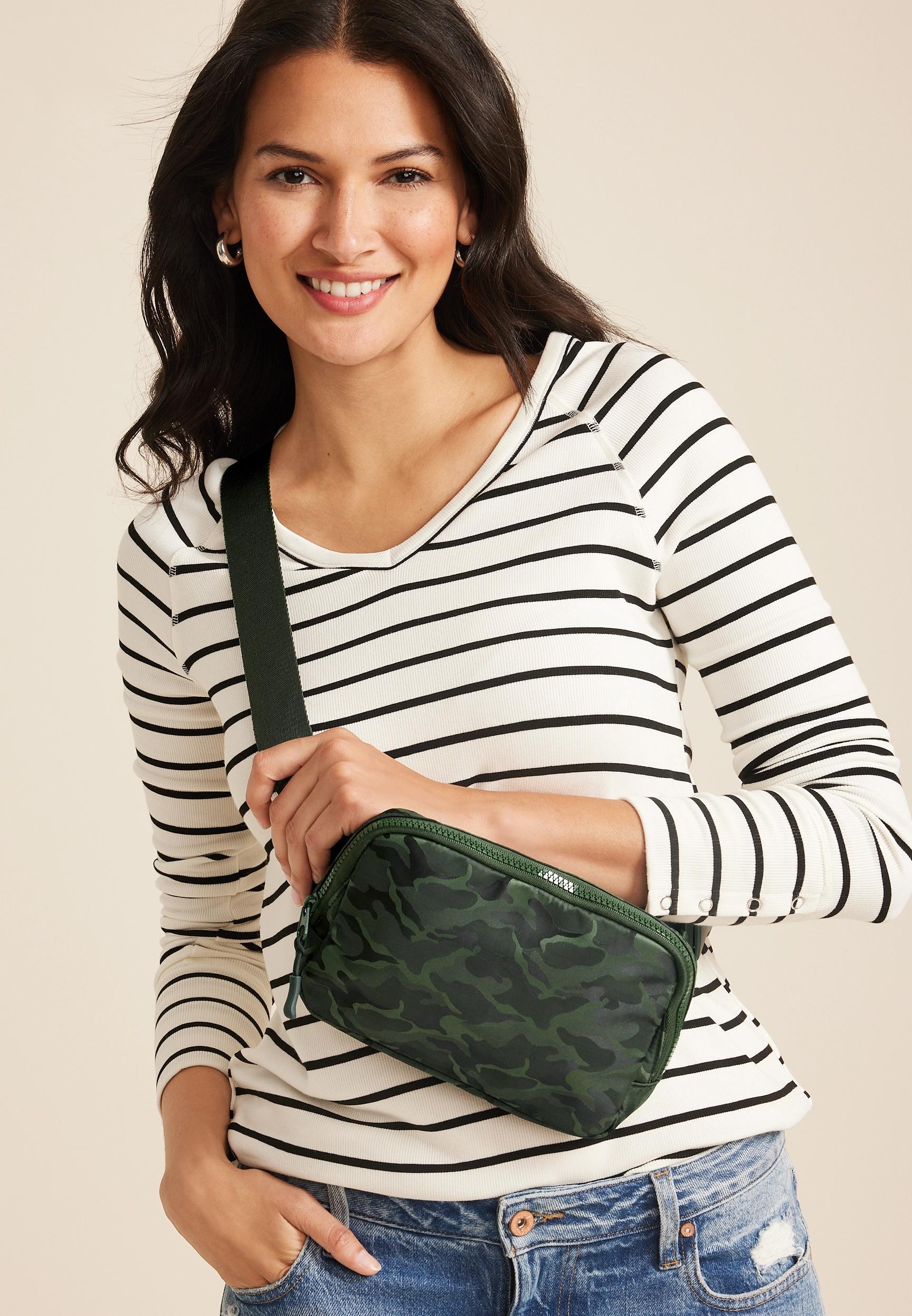 Maurices Womens Large Camo Crossbody Belt Bag Green Size O/s Product Image