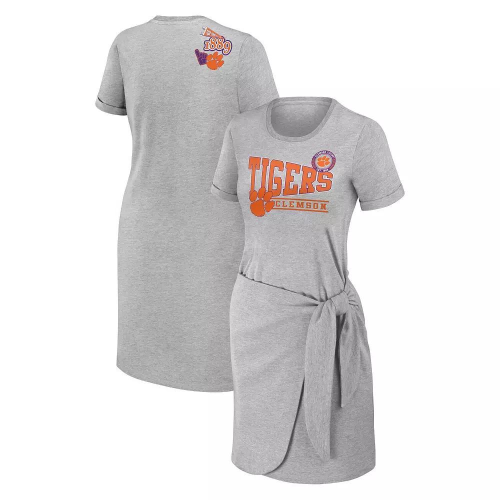 Women's WEAR by Erin Andrews Heather Gray Clemson Tigers Knotted T-Shirt Dress, Size: XL, Grey Product Image