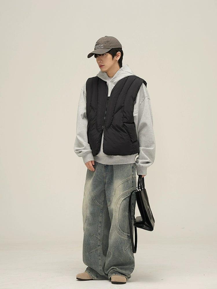 RT No. 10806 DECONSTRUCTED BLUE DENIM STRAIGHT JEANS Product Image