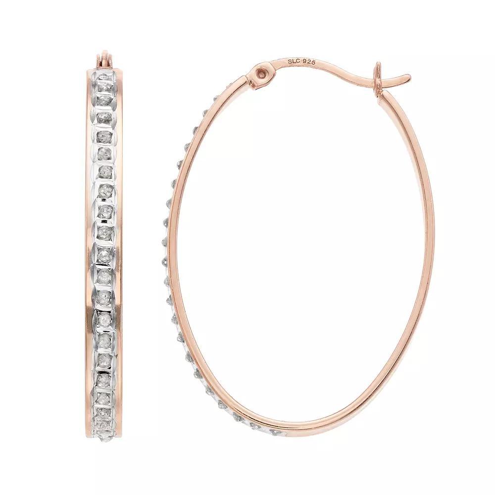 Diamond Mystique Oval Hoop Earrings, Women's, 18k Rose Gold Over Product Image