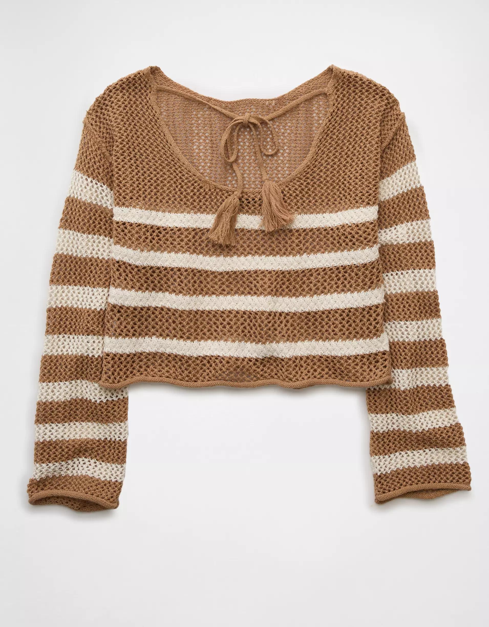 AE Off The Shoulder Crochet Sweater Product Image