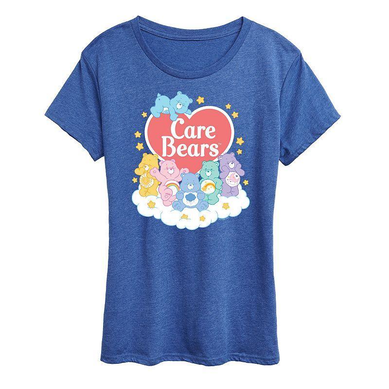 Womens Care Bears Pastel Cloud Group Graphic Tee, Girls Grey Blue Product Image