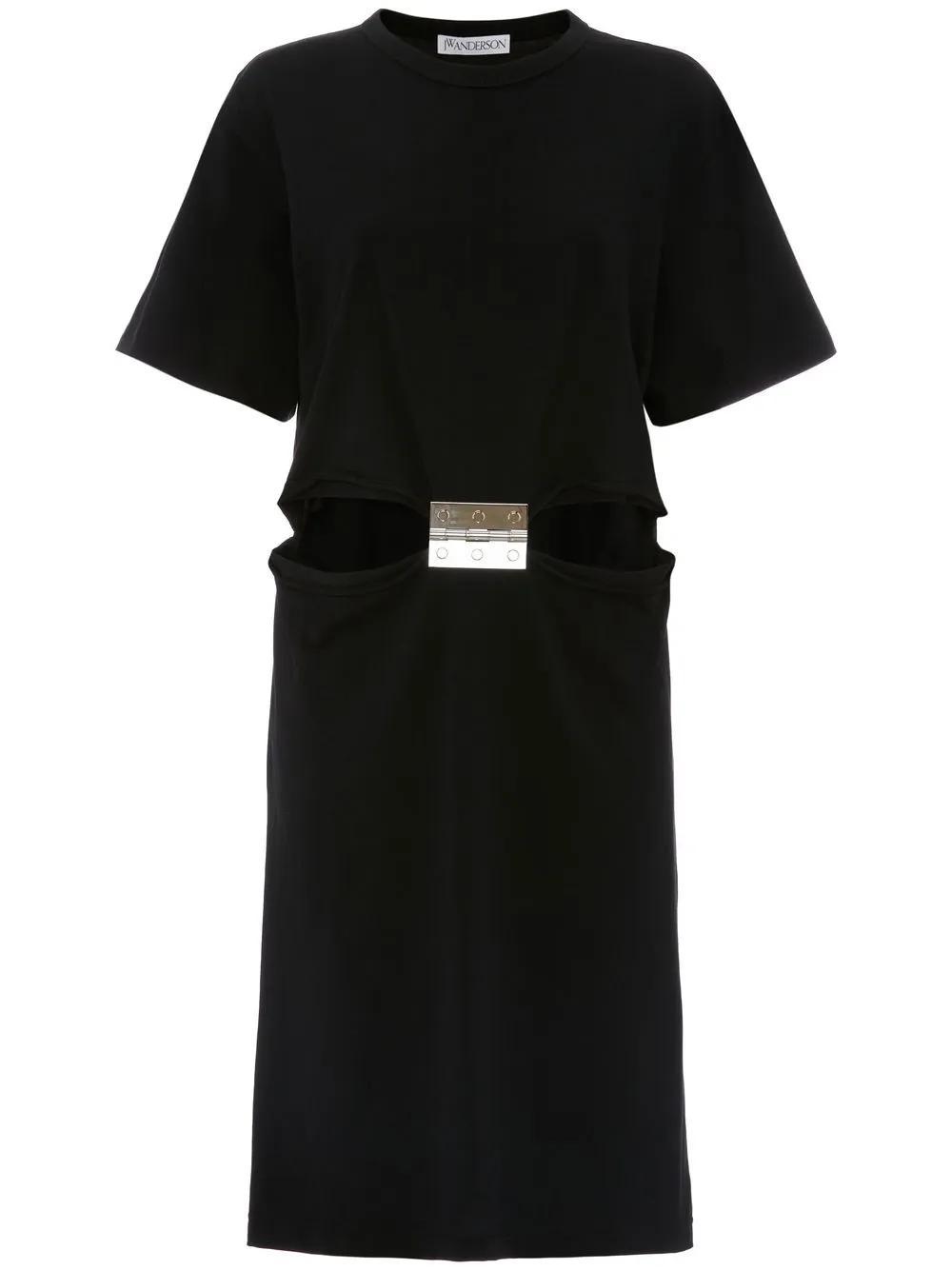 JW ANDERSON Hinge-embellished T-shirt Midi Dress In Black Product Image