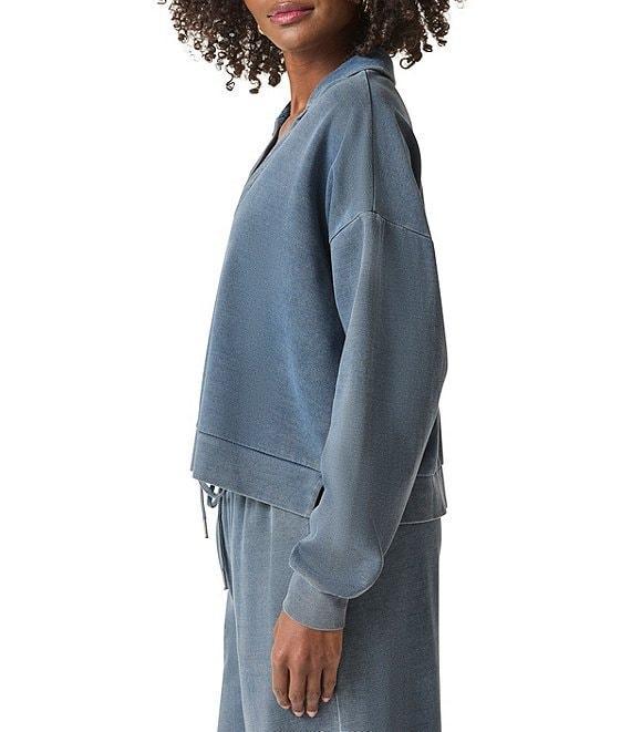 Splendid Indigo Polo V-Neck Long Sleeve Sweatshirt Product Image