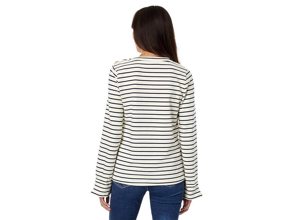 English Factory Striped Breton Tee with Fold-Over Combo Cuff (Off-White/Navy) Women's Clothing Product Image