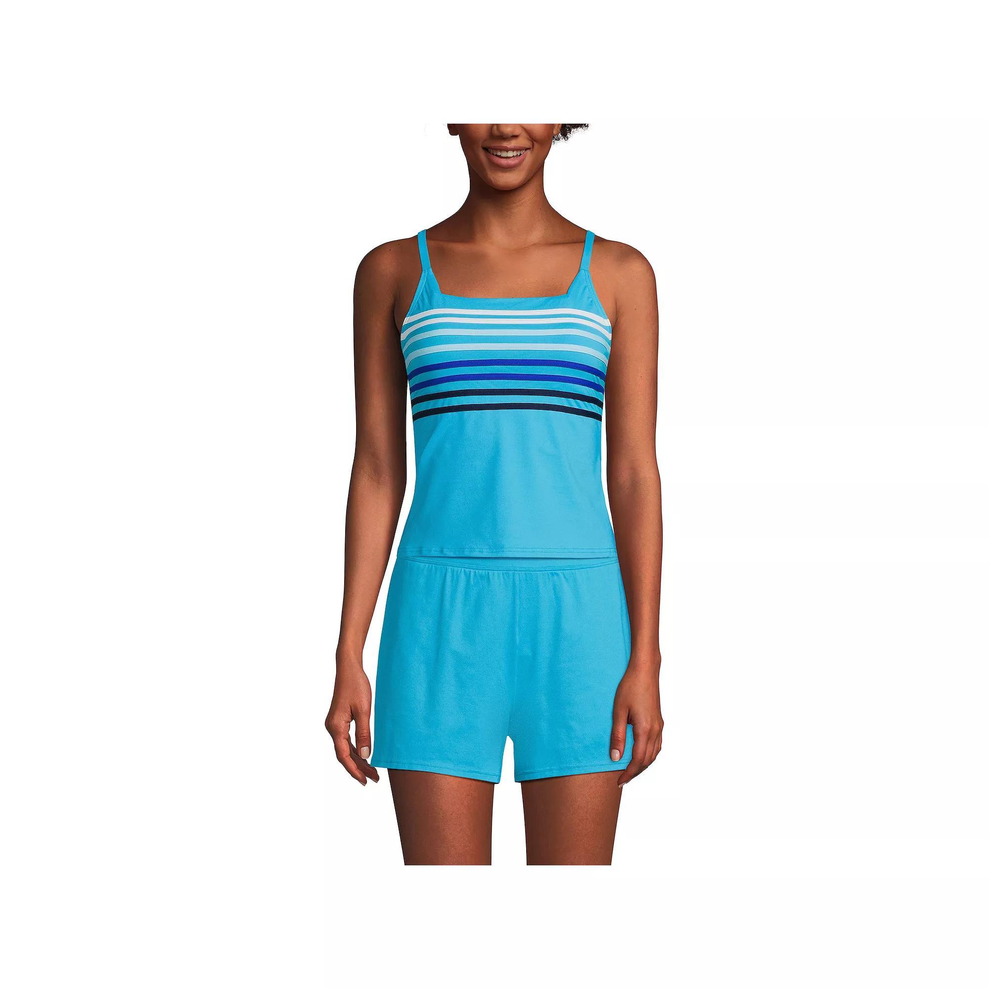 Womens Lands End D-Cup Chlorine Resistant Squareneck Tankini Swimsuit Top Product Image