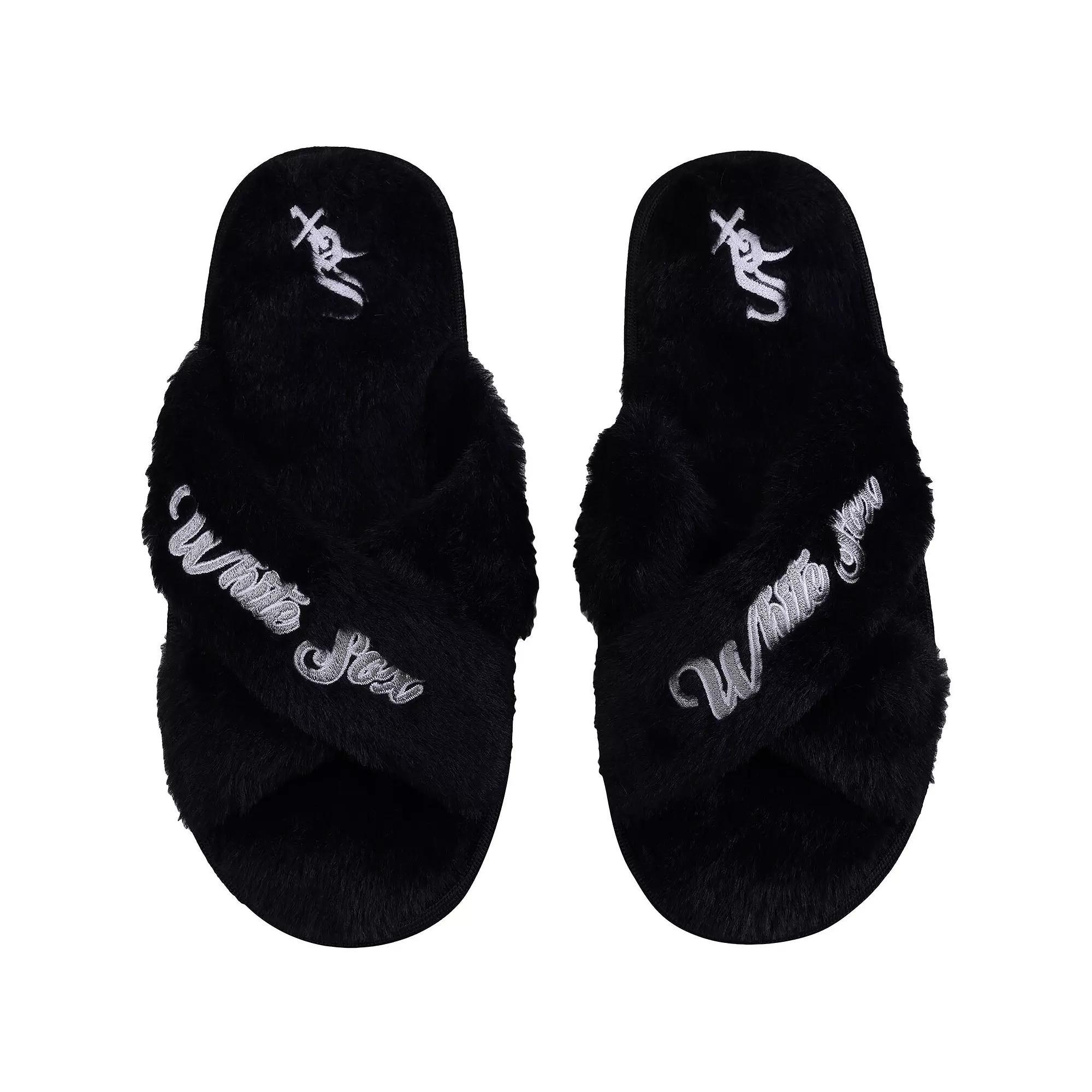 Women's FOCO Chicago White Sox Script Cross Slide Slippers, Size: XL, Black Product Image
