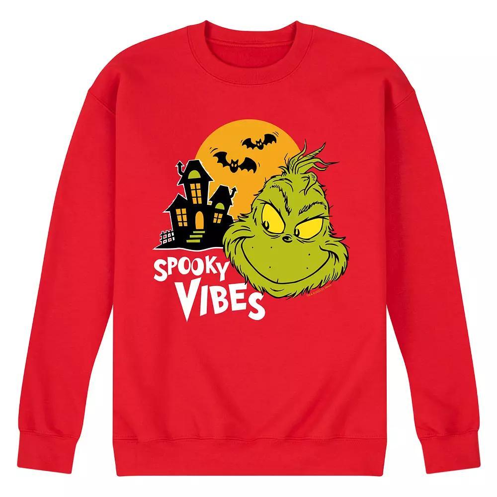 Mens Dr. Seuss Grinch Spooky Vibes Fleece Sweatshirt Product Image