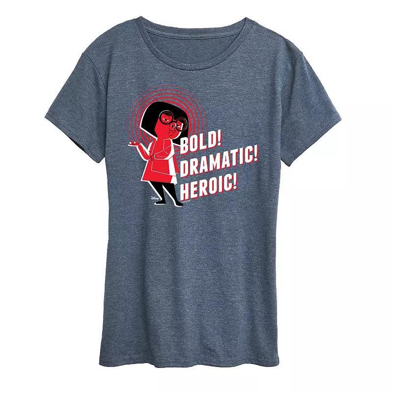 Disney / Pixars The Incredibles Edna Womens Bold Dramatic Graphic Tee Grey Blue Product Image