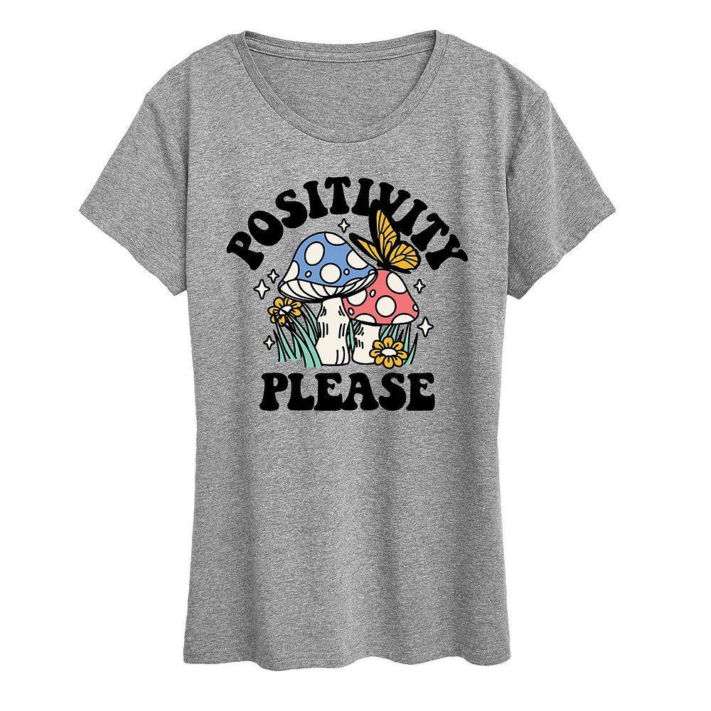 Women's Positivity Please Graphic Tee, Girl's, Size: XXL, Grey Gray Product Image
