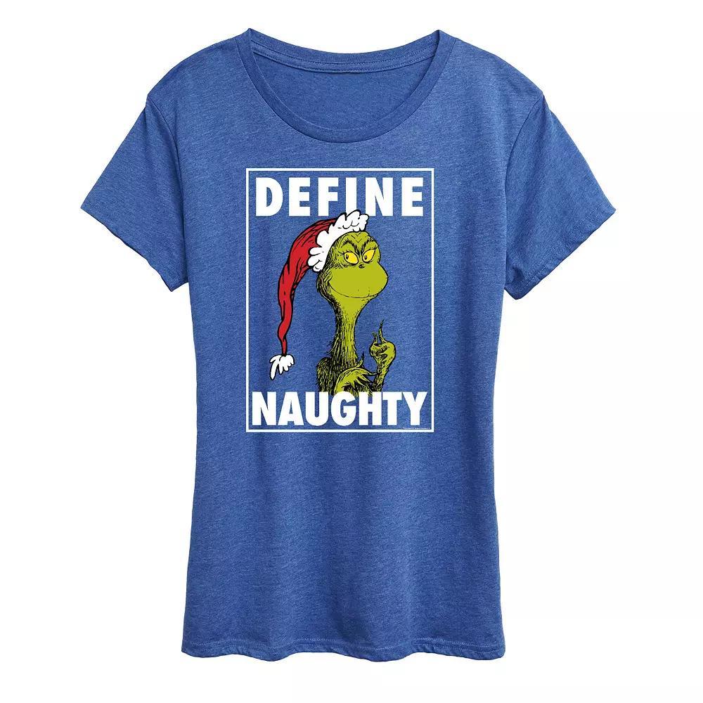 Women's Dr. Seuss The Grinch Define Naughty Graphic Tee, Girl's, Size: XXL, Grey Gray Product Image