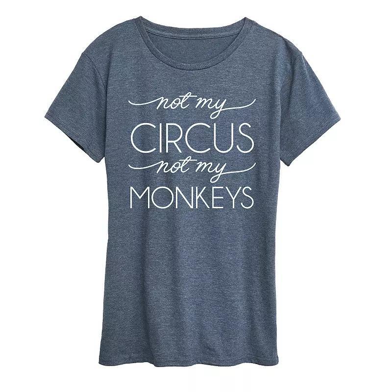 Plus Not My Circus Not My Monkeys Graphic Tee, Womens Grey Blue Product Image