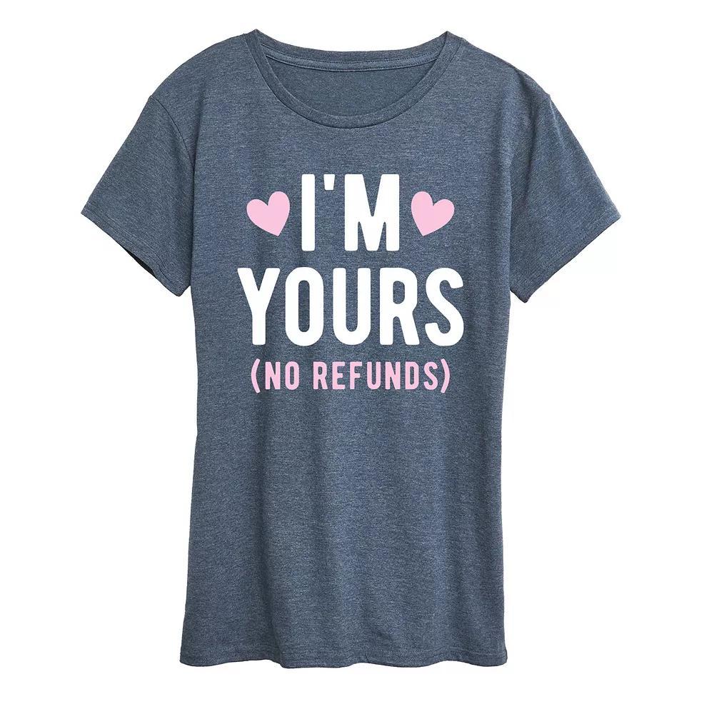 Womens Im Yours No Refunds Graphic Tee Grey Red Product Image