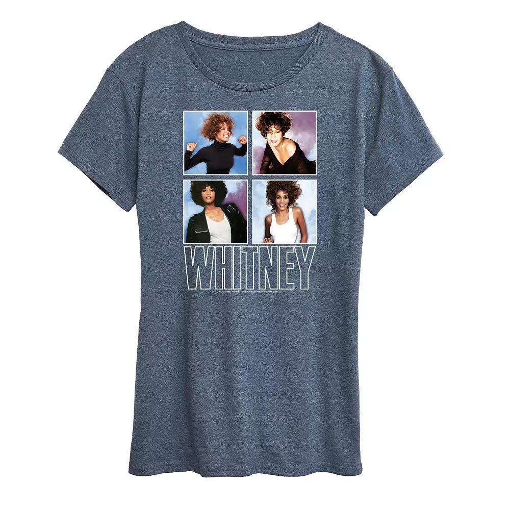 Womens Whitney Houston Grid Graphic Tee Grey Blue Product Image
