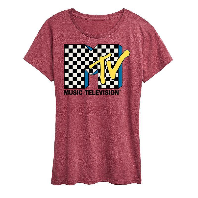 Womens MTV Checkered Logo Graphic Tee, Girls Product Image