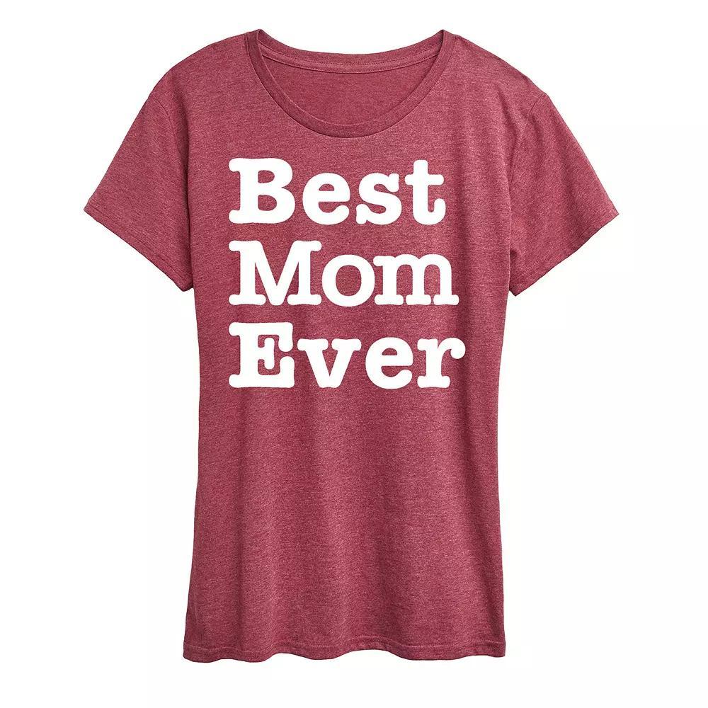 Womens Best Mom Ever Graphic Tee Grey Dark Red Product Image