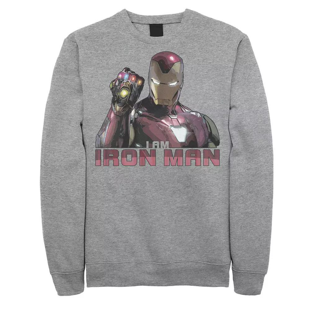 Men's Marvel Avengers Endgame I Am Iron Man Movie Quote Portrait Sweatshirt, Size: XL, Athletic Grey Product Image